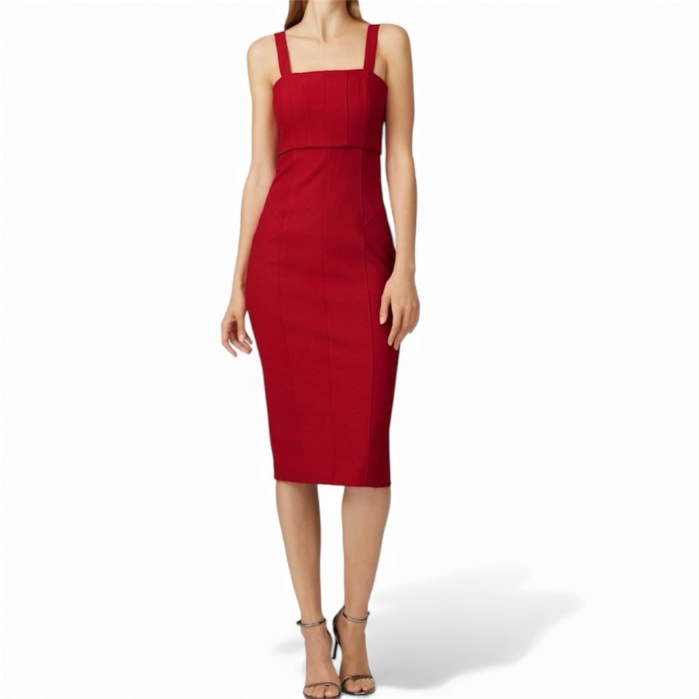 Cinq à Sept Dakota Dress Bold Red Midi Size 14